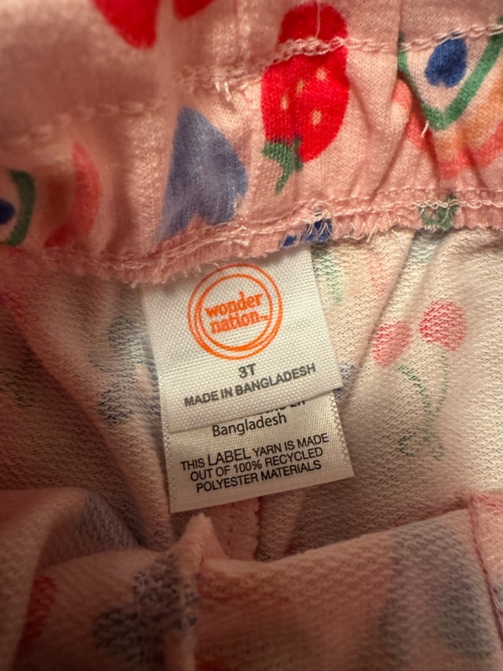 Wonder Nation Toddler Girl Pink Play Set 3T - Strawberry, Rainbow, Flower Print - Picture 4 of 8